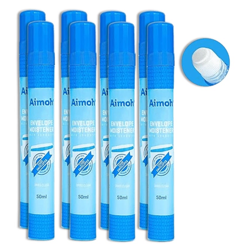 Aimoh Envelope Moistener with Adhesive, Fast-Drying, Envelope Sealer, Stamp and Letter Glue licker, Ideal for envelopes, Stamps, Letters - 8 Pack (13454) - Image 1